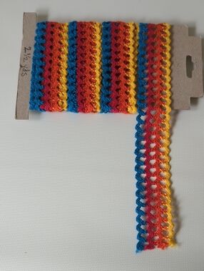 Colorful Crocheted Trim - Blue, Red, Yellow